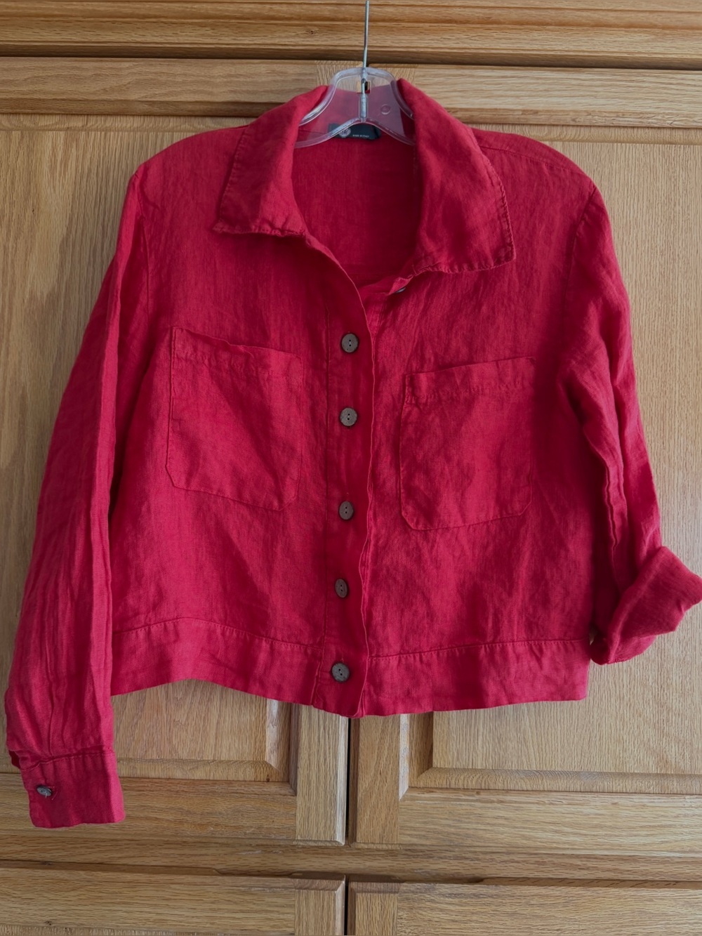 M Made in Italy red Linen Jean jacket Size Small